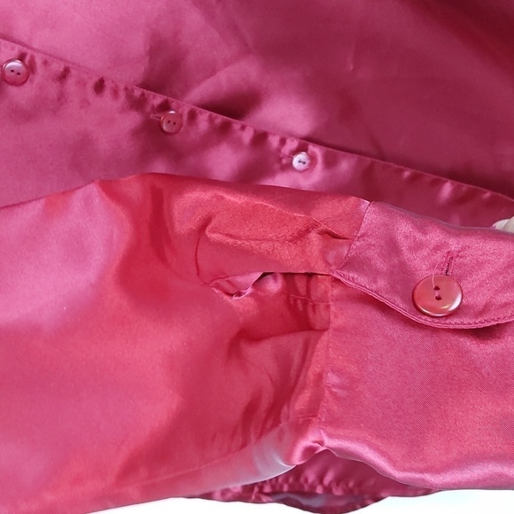 Diane Von Furstenberg Womens Red Satin Sleep Shirt Pajama Soft silky Sz.M - Picture 3 of 8